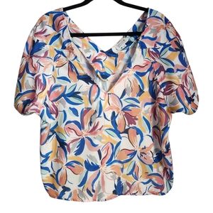 Molly Bracken Multicolor Floral V-Neck Top
